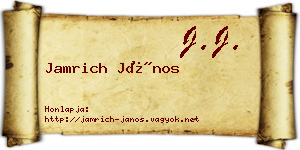 Jamrich János névjegykártya